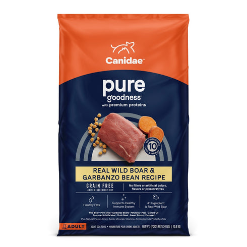 Canidae PURE Grain Free, Limited Ingredient Dry Dog Food, Wild Boar and Garbanzo Bean, 24lbs - Poudre Pet and Feed Supply