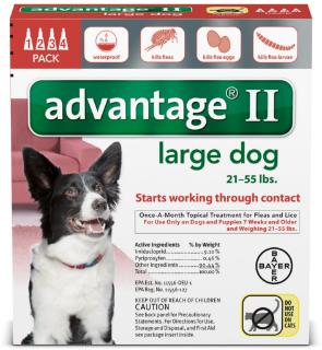 Bayer DVM Advantix II for Large Dogs 21-55lb, 4 Month Supply - Poudre Pet and Feed Supply