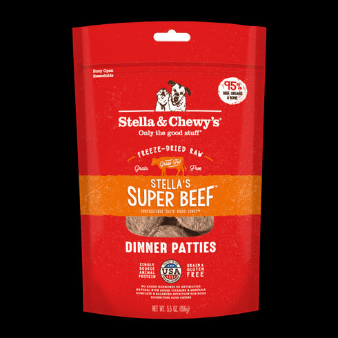 Stella and Chewys Stella's Super Beef Freeze-Dried Raw Dinner Patties Dog Food 25oz - Poudre Pet and Feed Supply
