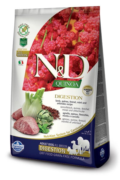 Farmina N&D Quinoa Functional Lamb, Quinoa, Fennel, Mint & Artichoke Digestion Adult Dog Recipe 15.4lb - Poudre Pet and Feed Supply