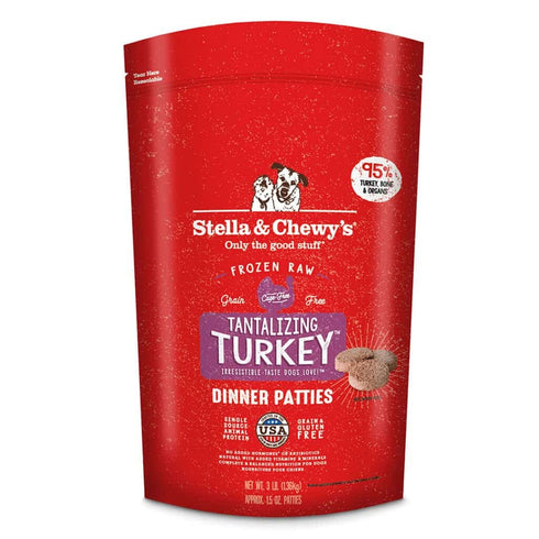 Stella and Chewys Tantalizing Turkey Frozen Raw Dinner Patties Dog Food 6lb - Poudre Pet and Feed Supply