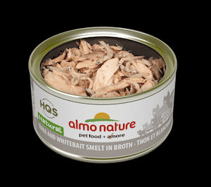 Almo Nature HQS Natural Tuna and Whitebait Smelt in Broth Cat Food 2.47oz - Poudre Pet and Feed Supply