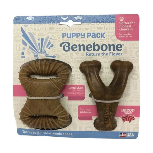 Benebone Puppy Real Bacon Chew Toys 2-Pack - Poudre Pet and Feed Supply