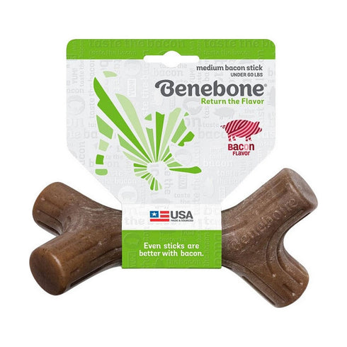 Benebone Bacon Stick Durable Dog Stick Chew Toy Medium - Poudre Pet and Feed Supply