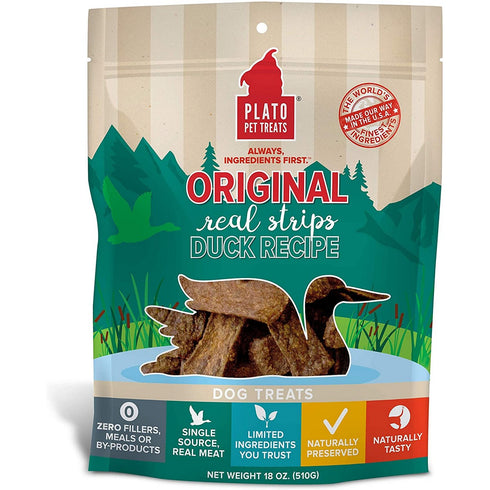 Plato Original Real Strips Duck Recipe 18oz - Poudre Pet and Feed Supply