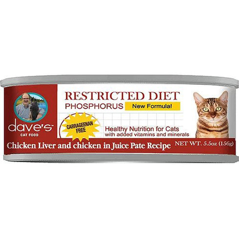 Dave's Pet Food Restricted Diet Phosphorus Chicken Liver & Chicken in Juice Pate Cat Food 5.5oz - Poudre Pet and Feed Supply