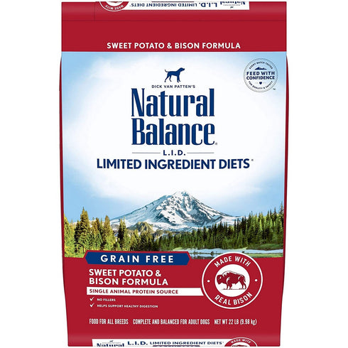 Natural Balance L.I.D. Bison Sweet Potato Dry Dog Food 22lb - Poudre Pet and Feed Supply