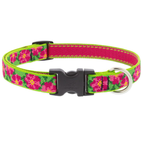 LUPINE Original Designs Dog Collar 3/4" Wide 9"-14" Neck Size Petunias - Poudre Pet and Feed Supply