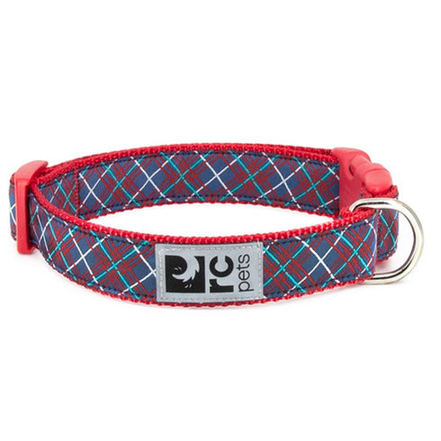 RC Pets Clip Dog Collar Navy Tartan Large 1" Width 15"-25" Neck - Poudre Pet and Feed Supply