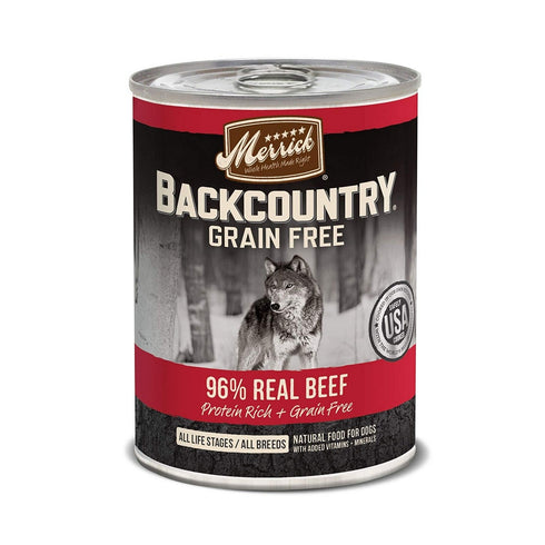 Merrick Backcountry Grain Free Wet Dog Food 96% Real Beef 12.7oz - Poudre Pet and Feed Supply