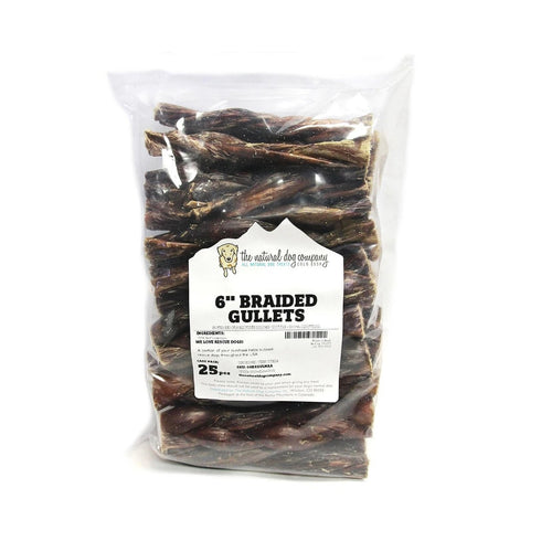 Natural Dog Company Bully 6" Braided Gullets 25Pk - Poudre Pet and Feed Supply
