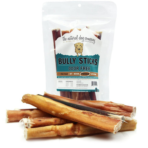 The Natural Dog Company Bully Sticks Odor Free 6" Dog Treats 8OZ - Poudre Pet and Feed Supply