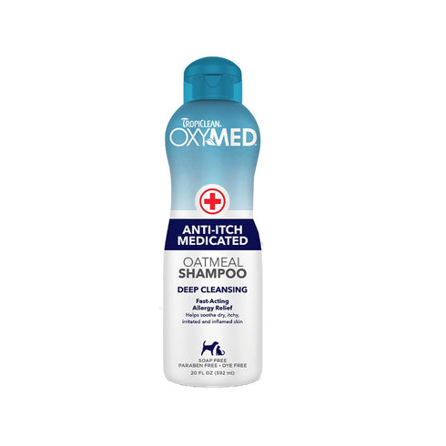 Tropiclean OxyMed Oatmeal Anti-Itch Medicated Shampoo II For Dogs And Cats 20oz - Poudre Pet and Feed Supply