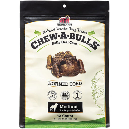 Redbarn Chew-A-Bulls Medium Horned Toad Dog Treats 12CT - Poudre Pet and Feed Supply
