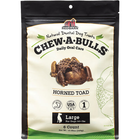Redbarn Chew-A-Bulls Horned Toad Large Dog Treats 6CT - Poudre Pet and Feed Supply