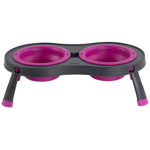 Dexas Collapsible Elevated Double Dog Feeder Fuchsia Large - Poudre Pet and Feed Supply