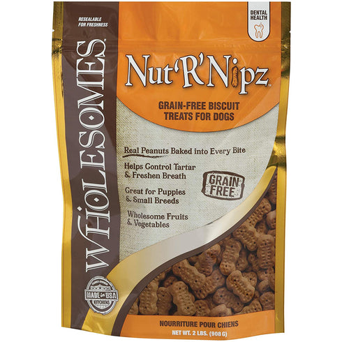 Wholesomes Gourmet Rewards Nut'R'Nipz Grain Free Biscuit Treats for Dogs 2lb - Poudre Pet and Feed Supply