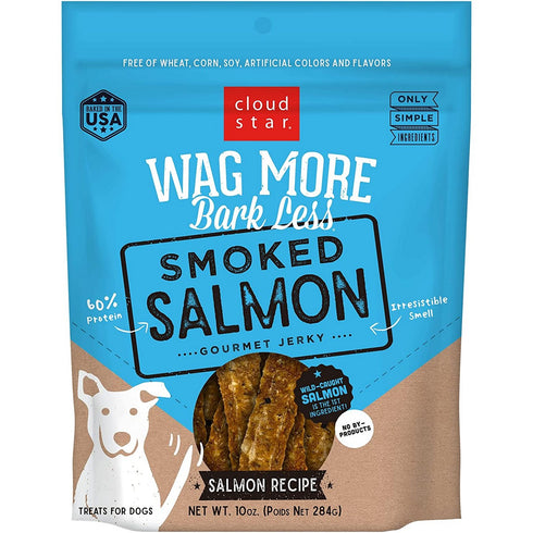 Cloud Star Wag More Bark Less Jerky Smoked Salmon Treats 10oz - Poudre Pet and Feed Supply