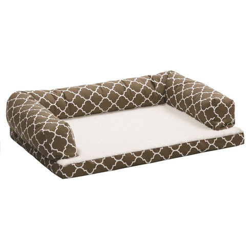 Midwest QuietTime Defender Brown Geo Bolstered Orthopedic Sofa with Teflon 36" x 54" - Poudre Pet and Feed Supply