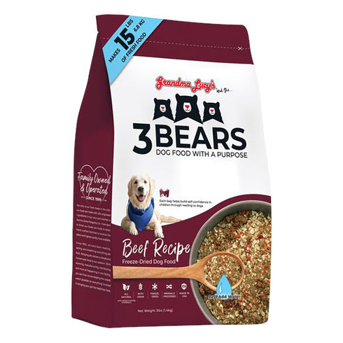 Grandma Lucy's 3 Bears Beef Formula Freeze-Dried Dog Food 3lb - Poudre Pet and Feed Supply