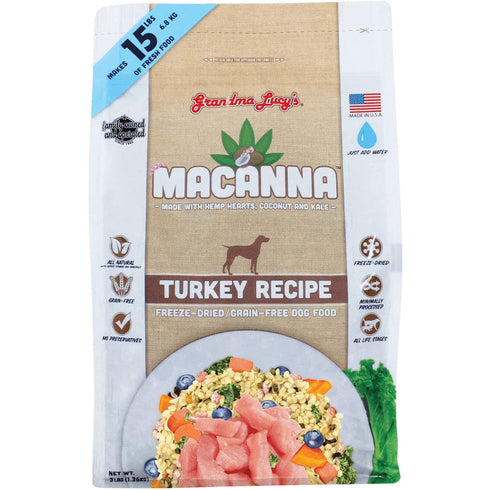 Grandma Lucy's Macanna Grain-Free Turkey Freeze-Dried Dog Food 3lb - Poudre Pet and Feed Supply