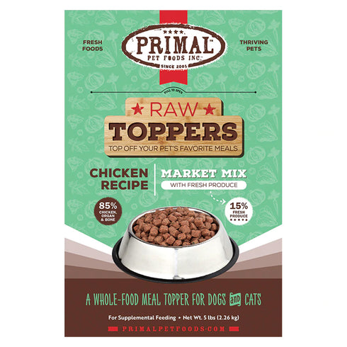 Primal Raw Toppers Market Mix Chicken Recipe Dog & Cat Food 5lb - Poudre Pet and Feed Supply