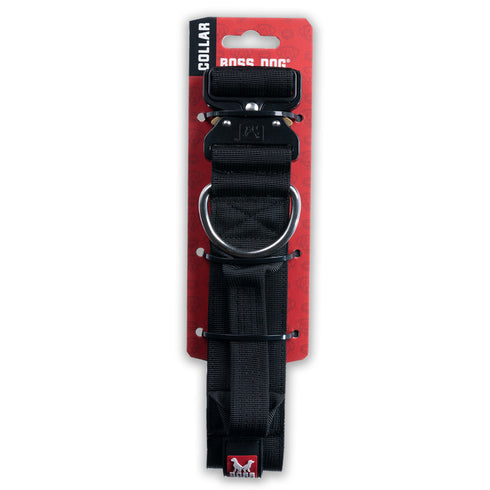 Boss Dog Tactical Collar 1.2" Wide 13"-16" Small Solid Black - Poudre Pet and Feed Supply