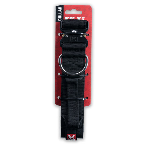 Boss Dog Tactical Collar 1.5" Wide 15"-18" Medium Solid Black - Poudre Pet and Feed Supply