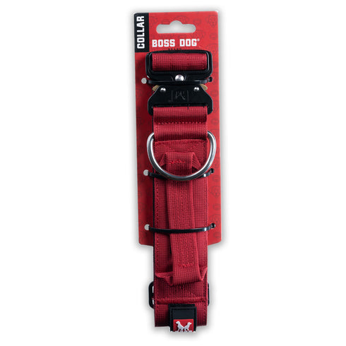 Boss Dog Tactical Collar 1.2" Wide 13"-16" Small Solid Red - Poudre Pet and Feed Supply