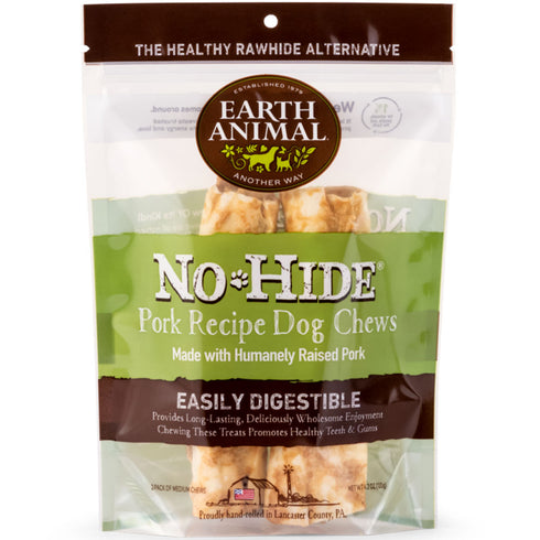 Earth Animal No-Hide Pork Chew 4" Dog Treat 2pk - Poudre Pet and Feed Supply