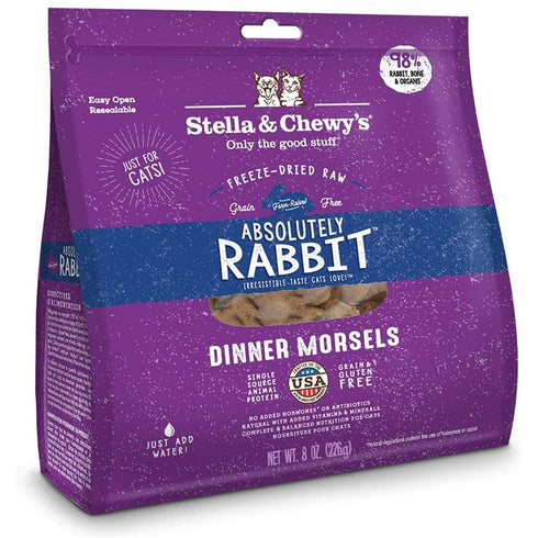 Stella and Chewys Freeze Dried Raw Absolutely Rabbit Dinner Morsels Cat Food 8oz - Poudre Pet and Feed Supply