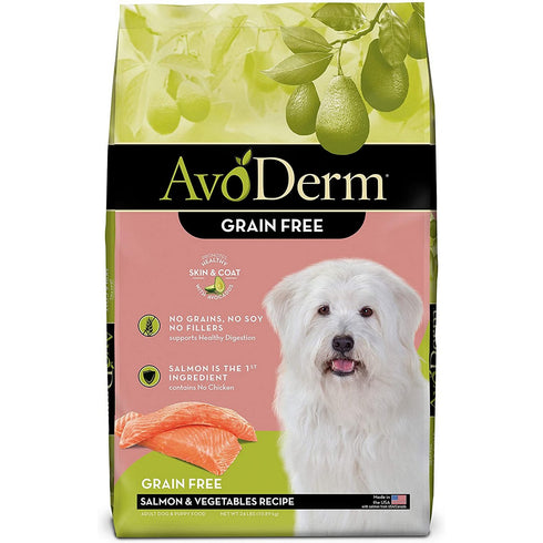 AvoDerm Grain Free Salmon & Vegetables Dry Dog Food 24lb - Poudre Pet and Feed Supply