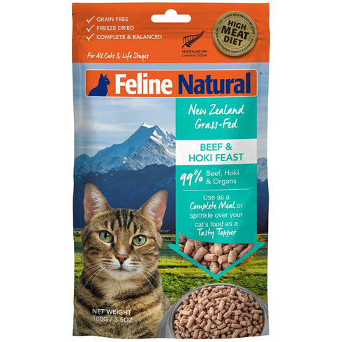 Feline Natural Beef & Hoki Feast Freeze Dried Tasty Topper Cat Food 3.5oz - Poudre Pet and Feed Supply