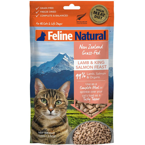 Feline Natural Lamb & King Salmon Feast Freeze Dried Tasty Topper Cat Food 3.5oz - Poudre Pet and Feed Supply