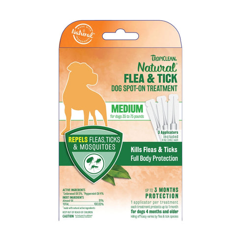 Tropiclean Natural Flea & Tick Spot On Dog Treatment Medium - Poudre Pet and Feed Supply