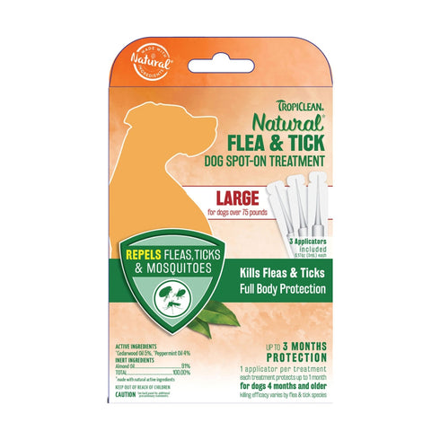 Tropiclean Natural Flea & Tick Spot On Dog Treatment Large - Poudre Pet and Feed Supply
