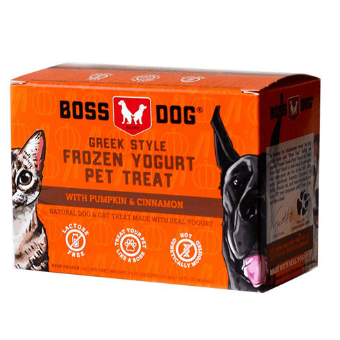 Boss Dog Greek Style Frozen Pumpkin Cinnamon Yogurt Pet Treat 14oz 4pk - Poudre Pet and Feed Supply