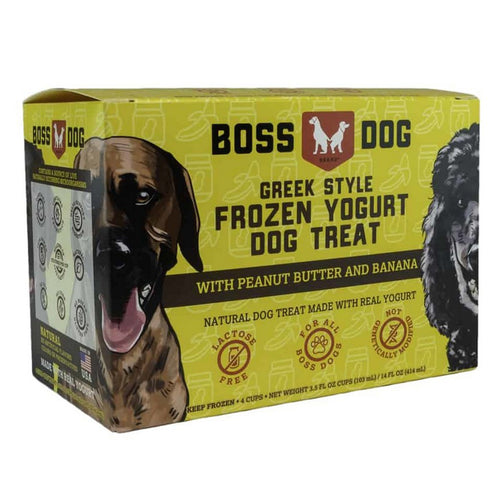 Boss Dog Greek Style Frozen Peanut Butter Banana Yogurt Pet Treat 14oz 4pk - Poudre Pet and Feed Supply