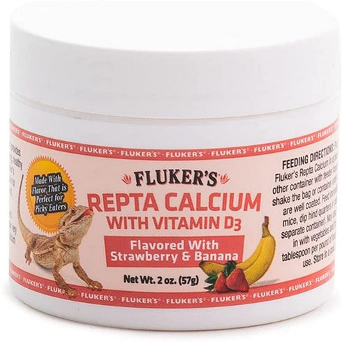Fluker's Strawberry Banana Flavored Repta Calcium 2oz - Poudre Pet and Feed Supply