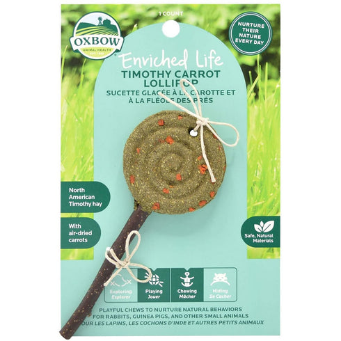 Oxbow Enriched Life Timothy Carrot Lollipop Small Animal Toy - Poudre Pet and Feed Supply