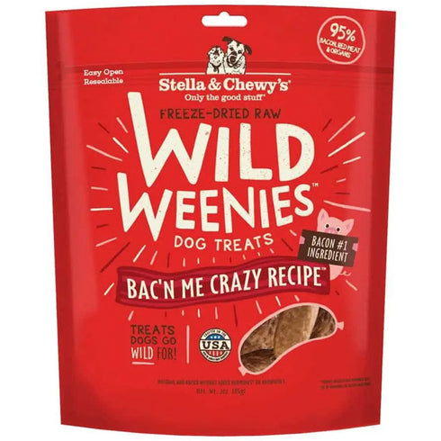 Stella and Chewys Freeze Dried Wild Weenies Bac'n Me Crazy Recipe Dog Treats 3oz - Poudre Pet and Feed Supply