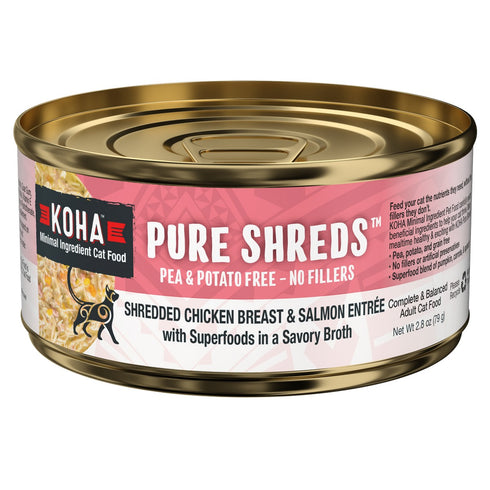 KOHA Pure Shreds Shredded Chicken  & BreastSalmon Entree for Cats 2.8oz - Poudre Pet and Feed Supply