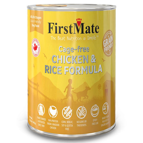 First Mate Cage-Free Chicken & Rice Formula 12 Cans Wet Dog Food 12.2oz - Poudre Pet and Feed Supply
