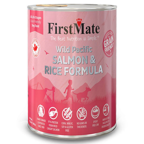 First Mate Wild Pacific Salmon & Rice Formula 12 Cans Wet Dog Food 12.2oz - Poudre Pet and Feed Supply