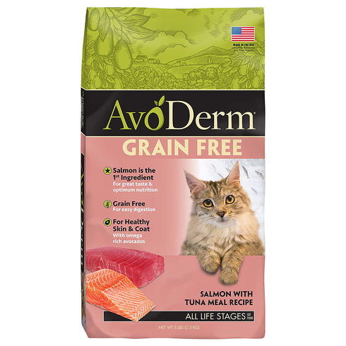 AvoDerm Grain-Free Salmon & Tuna Formula Dry Cat Food 5lb - Poudre Pet and Feed Supply