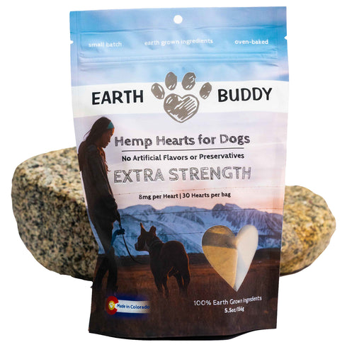 Earth Buddy CBD Hemp Hearts Extra Strength Dog Treats 8MG 7oz - Poudre Pet and Feed Supply