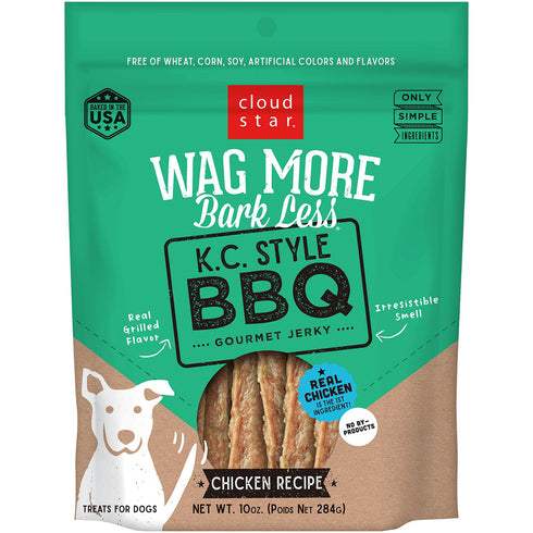 Cloud Star Wag More Bark Less Jerky BBQ Chicken Formula Dog Treats 4Oz - Poudre Pet and Feed Supply