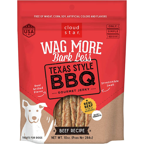 Cloud Star Wag More Bark Less Jerky BBQ Beef Formula Dog Treats 4oz - Poudre Pet and Feed Supply