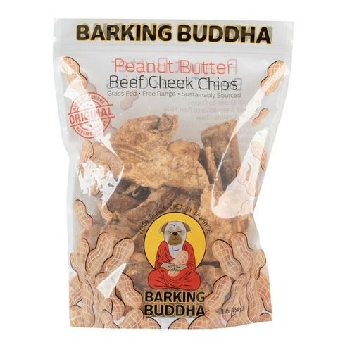 Barking Buddha Beef Cheek Chips Peanut Butter Value Bag 1lb - Poudre Pet and Feed Supply