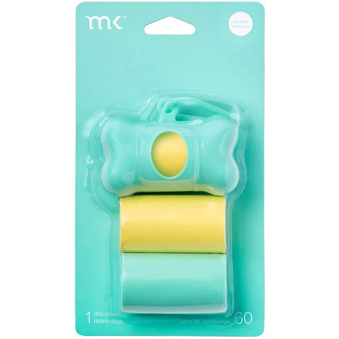 Modern Kanine Leash Poo Bag Dispenser Turquoise Yellow 20Ct - Poudre Pet and Feed Supply
